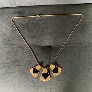 Madewell Gold-Tone Necklace with Black Geometric Drops